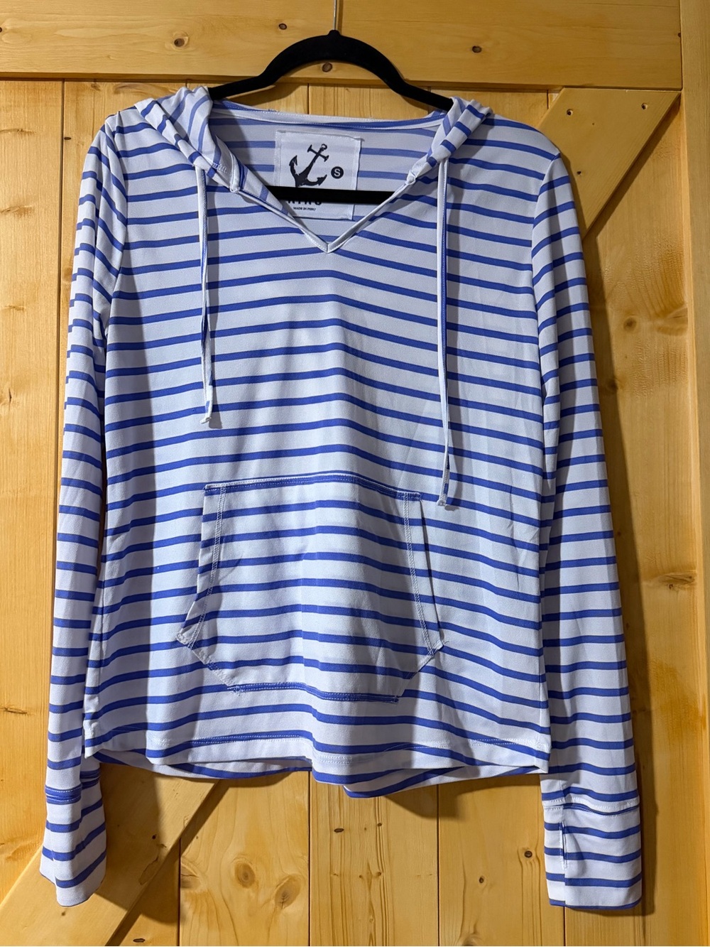 HIHO Nautical Purple & White Striped Sun Hoodie Top Small